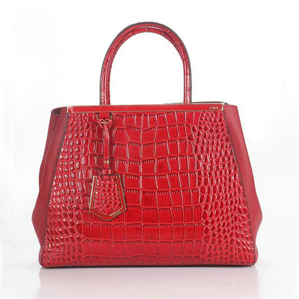 F001 Fendi Autunno Inverno 2012 2Jours Red originale Croco cuoio Per